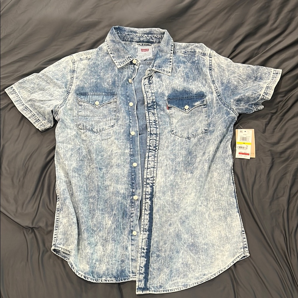 Levi's Blue Casual Button Down Shirt with Vintage Denim Style